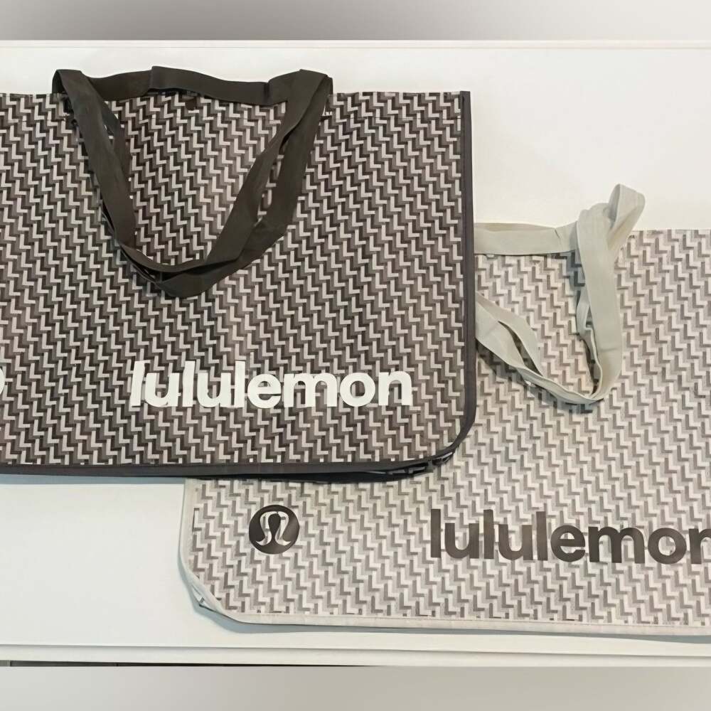 Set of 2 Lululemon Reusable XL Shopping Tote Bags Geometric Pattern